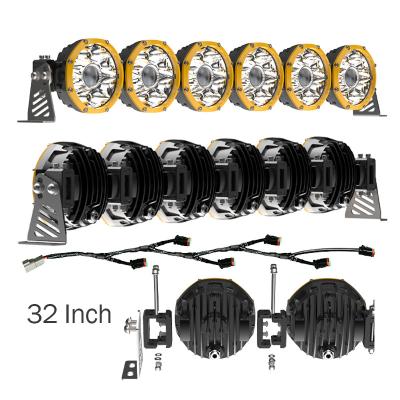 China Offroad Trucks 32Inch 6Pcs 4x4 Offroad Roof UTV ATV Spot Beam Die-Cast Aluminum Housing Combo LED Light Bar for sale