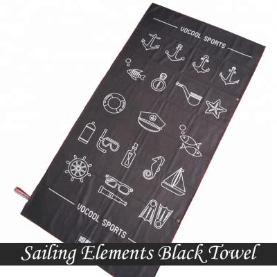 China Large Black Elements QUICK DRY Microfiber Sailing Towel For Beach for sale