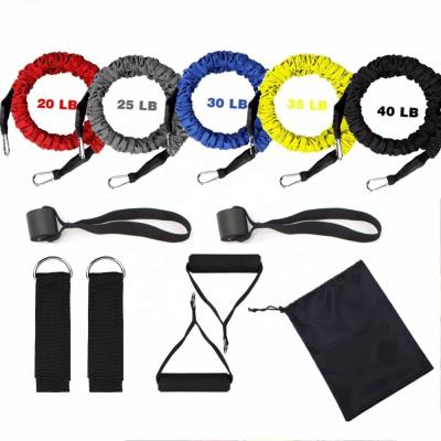 China Body Workout Latex Sleeve Resistance Tube Bands With Manipulator Ankle Straps Door Anchor for sale