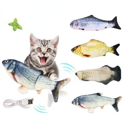 China Hot Selling Soft Fish Easy Take Toy Cotton Training Catnip Interactive Cat Fish Plush Toys from Amazon USB Flippity for sale