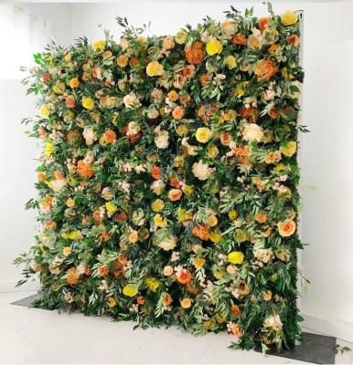 China Dream S0107 Luxury Romantic Cheap Artificial Flower Wall Wedding Decor 3d Plants White Backdrop Wrap Panel Bulk 8ft Artificial Rose Flower Wall for sale