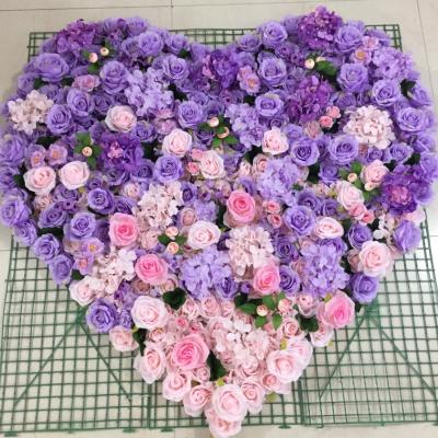 China 2021 Hot Selling Goods Love Stage Background Flower Wall Artificial Pink Heart Customize Shape Flower Wall for sale