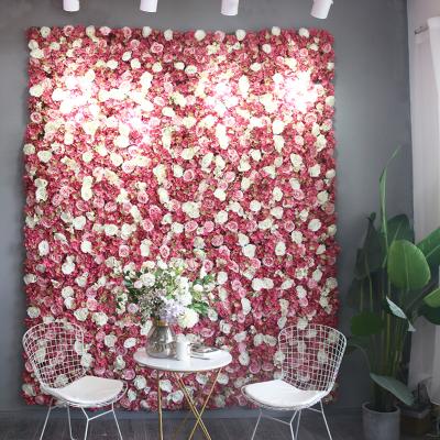 China Silk Artificial Hydrangea Rose Flower Wall Backdrop cheap white red rose 3D decoration wedding stage backdrop fabric celebration G01-385 for sale