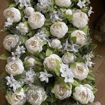 China Decoration Flowers Wedding Party Event Decor Silk Rose Artificial Flowerwall Indoor Colorful Peony Flower Wall Panel Backdrop SW021 for sale