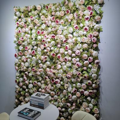 China Wedding Decoration Flowers SW003 Wedding Supplies Indoor Colorful Peony Artificial Flower Backdrop Fake Silk Panel Flower Wall For Event Decor for sale