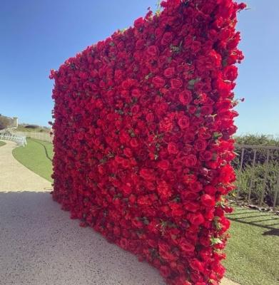 China S003 Luxury Romantic Wedding Backdrop Party Decor Flower Wall Panel Roll Up 3D 5D Artificial Flower Wall For Wedding Decor for sale