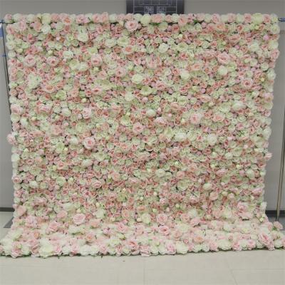 China High Quality Luxury Flower Wall For Sale B0103 Pink Popular 3D Artificial Flower Wall Panels Wedding Backdrops Wedding Background Decoration Wall Panel Artificial Flower for sale