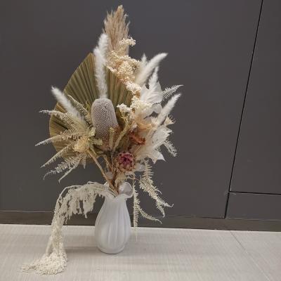 China Christmas Dried Palm Leaves Bouquet White Palm Bouquet Home Wedding Party Events Decoration B0359 Small Dried Preserved Palm Leaf Fan For Home Decoration for sale