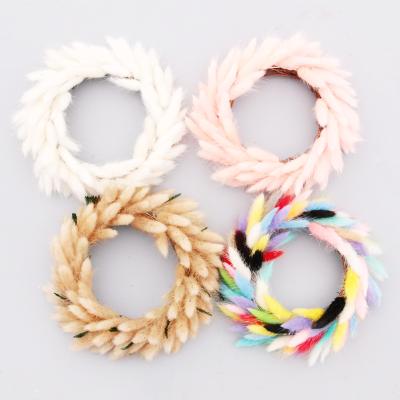 China Realistic E-2959 boho flower eucalyptus cotton bunny tail pampas grass garland realistic pink white black green orange red purple realistic dry pampas grass garland for sale