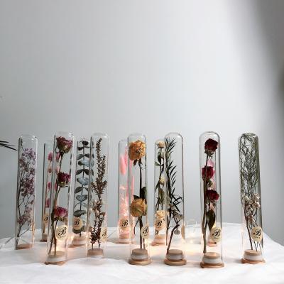 China Home Decoration B0271 Hot Sales Mini Natural Preserved Dry Glass Tube Decoration Wedding Party Amazon Flowers Small Dried Flowers In Glass Bottles for sale