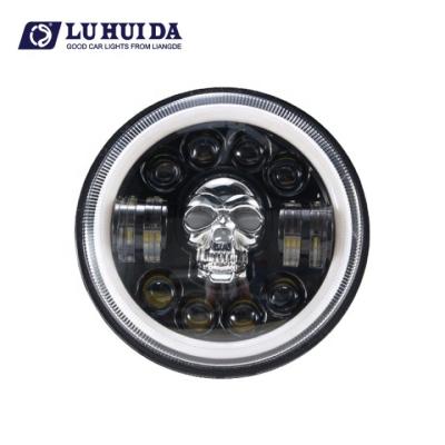 China high quality 48w IP68 7inch waterproof cowboy jl accessories angel eyes fashion skull head led headlight for jeep cherokee for sale