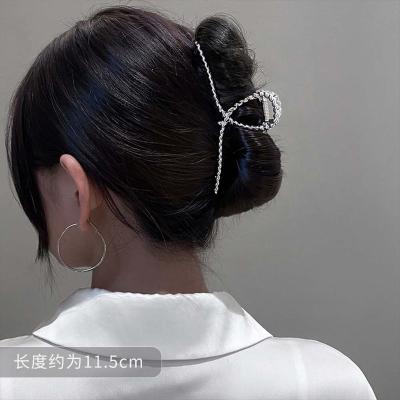 China Trendy Metal Rose Flower Hairpin Fashion Elegant Back Of The Main Grab Clip Personality Hair Accessories for sale