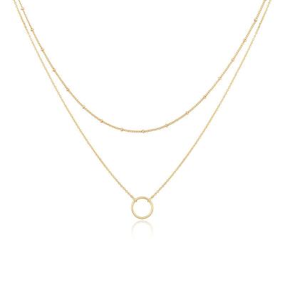 China Handmade Vintage Layered Heart Pendant Necklace 18k Gold Plated Tasty Gold Choker Layering Long Necklace For Women Jewelry for sale