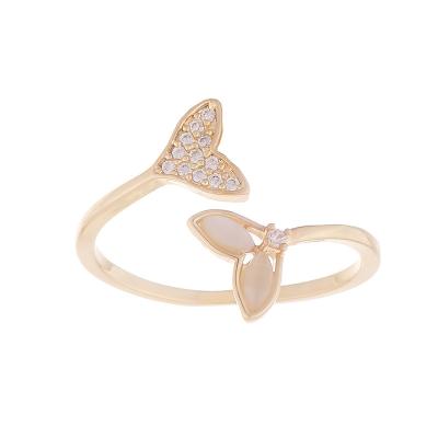 China New Opal Butterfly Opening Ring Korean Fashion Cute Ring Female Jewelry Elegant Simple for sale