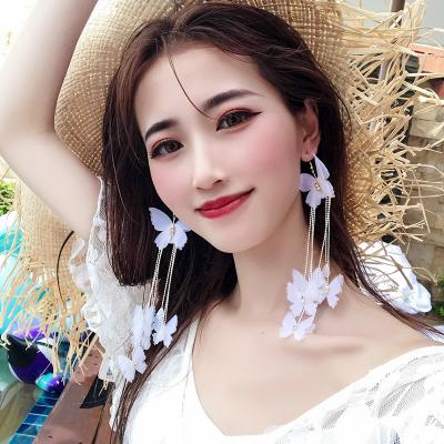 China New Arrival FASHIONABLE Lace Hyperbole Bowknot Women Dangle Earrings Butterfly Ear Drop Long Female Korean Elegant Jewelry for sale