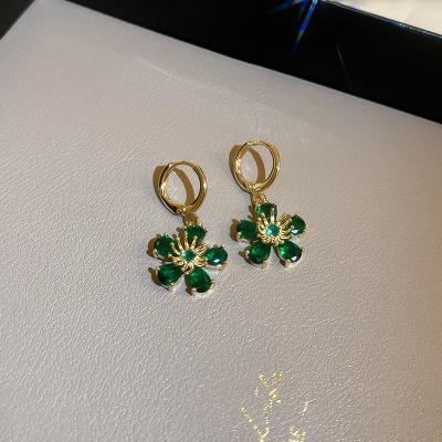 China TRENDY Fashion Clip Earrings Metal Trendy Women Flower Earrings Ins Green Elegant Korean Jewelry for sale