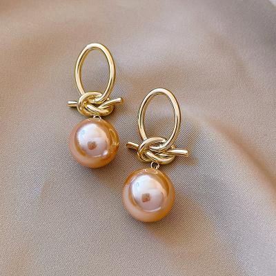 China TRENDY Korean New Style Knot Pearl Earrings Exquisite Fashion Simple Versatile Earrings Female Jewelry for sale