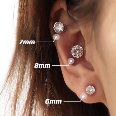 China New FASHIONABLE Stud Earrings Round Fashionable Snap Zircon Ear Zircon Simple Ear Hole Zircon Simple Metal Women Female Female Jewelry for sale