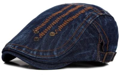 China Korean denim cotton buds forward hat cap painter cap woman spring and summer thin section rivet men's berets for sale