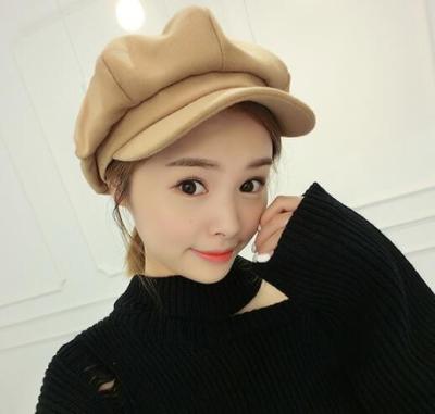 China Female winter autumn Korean tide leisure wild wool woolen berets cap cap fashion retro octagonal cap for sale