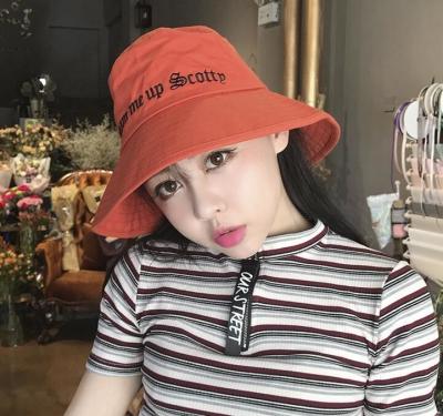 China European and American Embroidery Roman alphabet Bucket Hat autumn and winter sun hat folding big eaves sun sun hat for sale