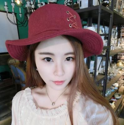 China Korean tie tassel woolen Bucket hat folding bowl cap winter winter warm winter hat for sale