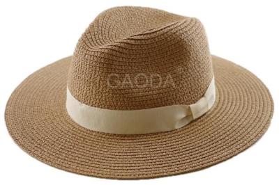 China Panama Straw Fedora Hat outdoor beach sunscreen sunscreen UV flat eaves straw hat for sale