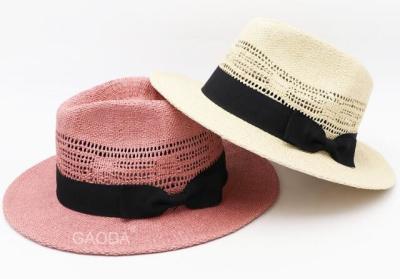 China New flat eaves sun shade Panama hat Fedora hat hollow hand-woven DIY straw hat jazz hat for sale