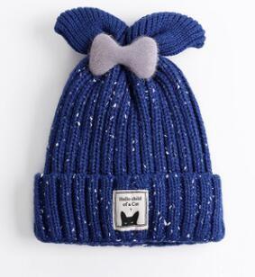 China Children's knit hat wool hat female bow cute wool hat female baby winter warm headdress new for sale