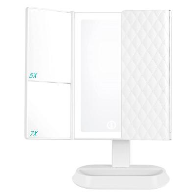 China Elegant White Auxmir Lighted 1x/5x/7x Magnification Vanity Table Adjustable Lighting Mirror With Lights Touch Control Switch for sale