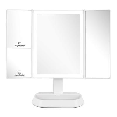 China 2022 Lighted Makeup Shine Vanity Mirror Portable Triple Mirror Led Table Set Cosmetic Mirror For Sale for sale