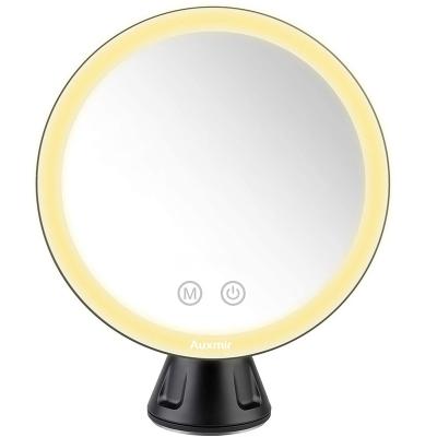 China Auxmir Beauty 10x Magnifying High Quality Revolving Rechargeable Led Lighted Mirror For Makeup for sale