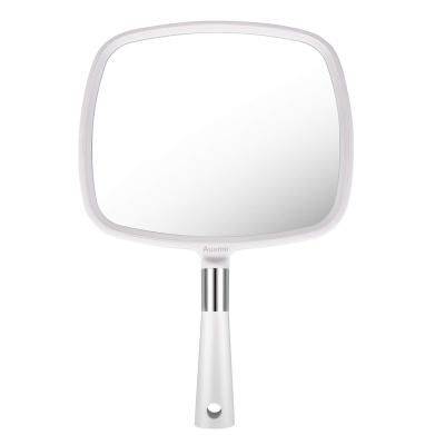 China Hot Sale Customized Modern White Square Shaving Mirror Handheld Portable Makeup Mirror Multifunctional Facial Care Mirror for sale