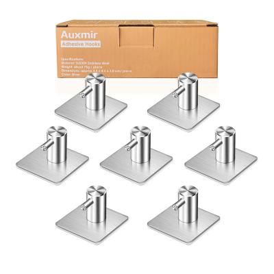 China Good Viable Price 7 Pack Hooks 304 Self Adhesive Steel Nail Free Wall Hangs Office Bathroom Hook And Loop Strips for sale