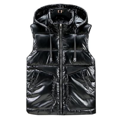 China Waterproof Wholesale Custom Hot Sell Young Fashion Shines Winter Jacket Quilted Down Puffer Vest Men for sale