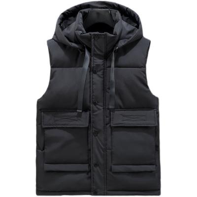 China Waterproof High Quality Men's Puffer Short Jacket Lightweight Sleeveless Winter Warm Coat Hoodie Shiny Puffer Jacket for sale