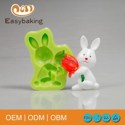 China High Quality Viable Silicone Easter Bunny With Tulips Cake Decorating Mold from Sugarpaste for sale