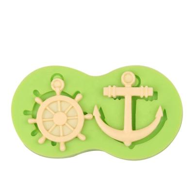 China Viable Sailing Pirate King Rudder and Anchor Boy Theme Birthday Cake Decorating Silicone Mold for sale