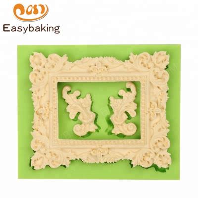 China Roll Viable Ornate Embellishment Large Picture Frame Silicone Mold for sale