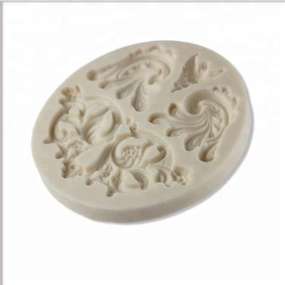 China Viable baroque ribbon with European retro lace fondant cake silicone mold for sale