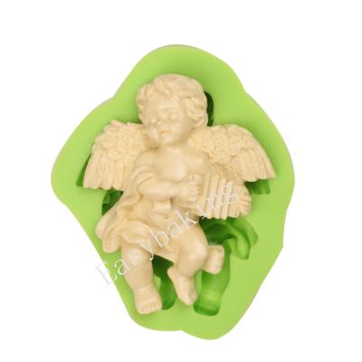 China Viable Cupid Cute Angel Boy With Electronic Organ Form Silicone Mold for sale