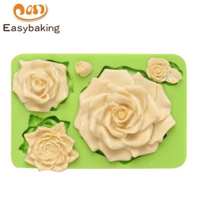 China Viable Flower Series Large Rose Silicone Mold for Fondant Cake for sale