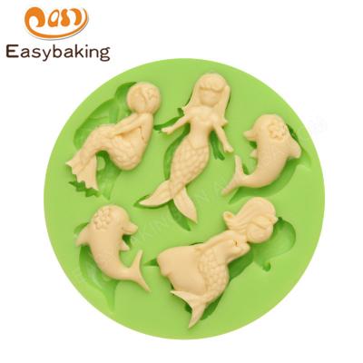 China Sustainable Fairy 3D Mermaid And Dolphins Chocolate Silicone Mold for sale