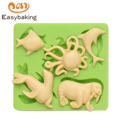 China Viable Ocean Series Animal Silicone Molds Sea Lion Dolphin Shaped for sale