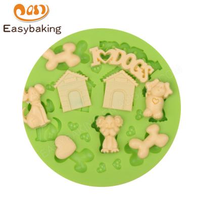 China Viable Puppy Bone Pet House Cake Tool Silicone Molds for sale