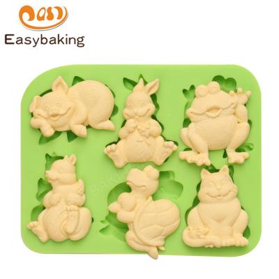 China Viable Animal Silicone Mold Cat Tortoise Cake Topper Theme Pig Frog Decoration for sale