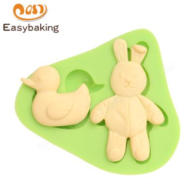 China Viable Rabbit Duck Animal Silicone Fondant Mold for Cake Decorating for sale