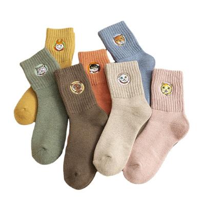 China Custom Jacquard Antibacterial Beautiful Fuzzy Cotton Warm Women Socks Thermal Cute Soft for sale