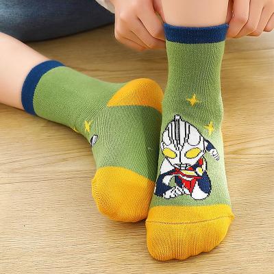 China Antibacterial Latest Explosion Cute Children's Socks Breathable Cotton Socks Cute Children's Ultraman Socks Boys Love for sale