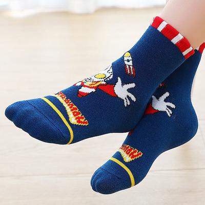 China 2022 Antibacterial Baby Boy Kids 5 Pairs Socks Sets Ultraman Cotton Socks Kids Colorful 100% Socks Set for sale